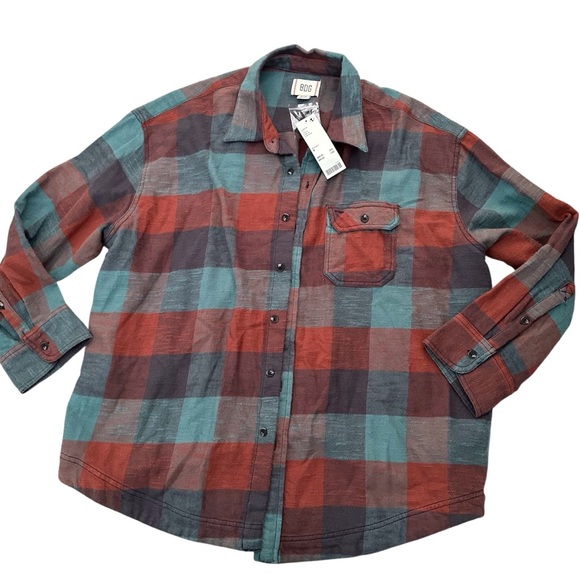 BDG Men's Casual Plaid Shirt - Red and Blue soft flannel - Picture 1 of 6